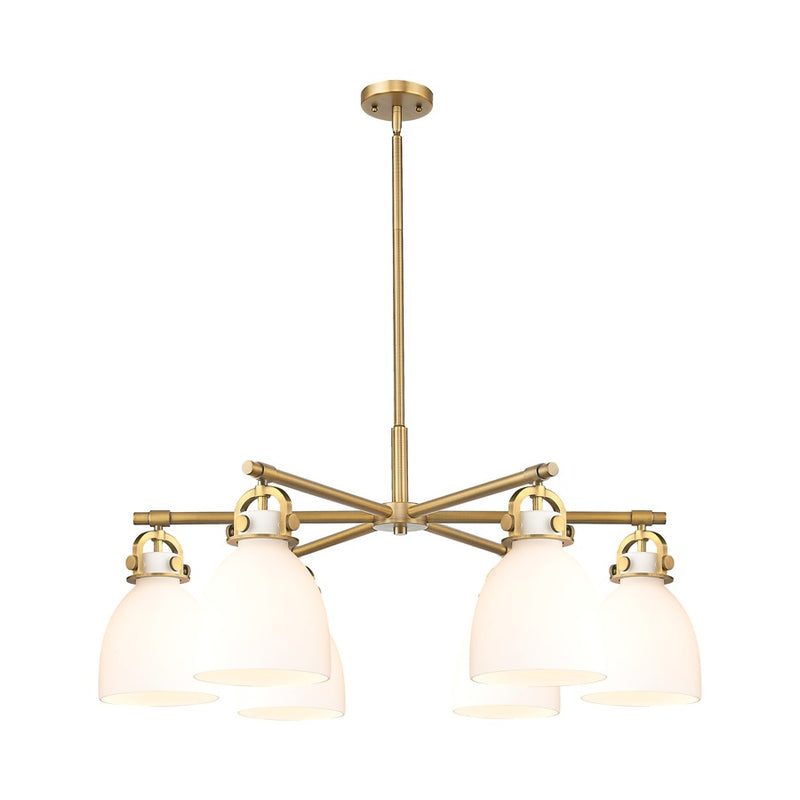 Innovations NB 6Lt 26" Stem Arch Chandelier, BB/WH - 410-6CR-BB-G412-7WH
