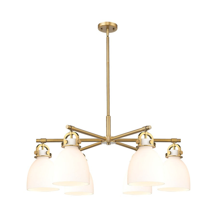 Innovations NB 6Lt 26" Stem Arch Chandelier, BB/WH - 410-6CR-BB-G412-7WH