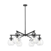 Innovations NS 6Lt 26" Stem Arched Chandelier, BK/Seed - 410-6CR-BK-G410-7SDY