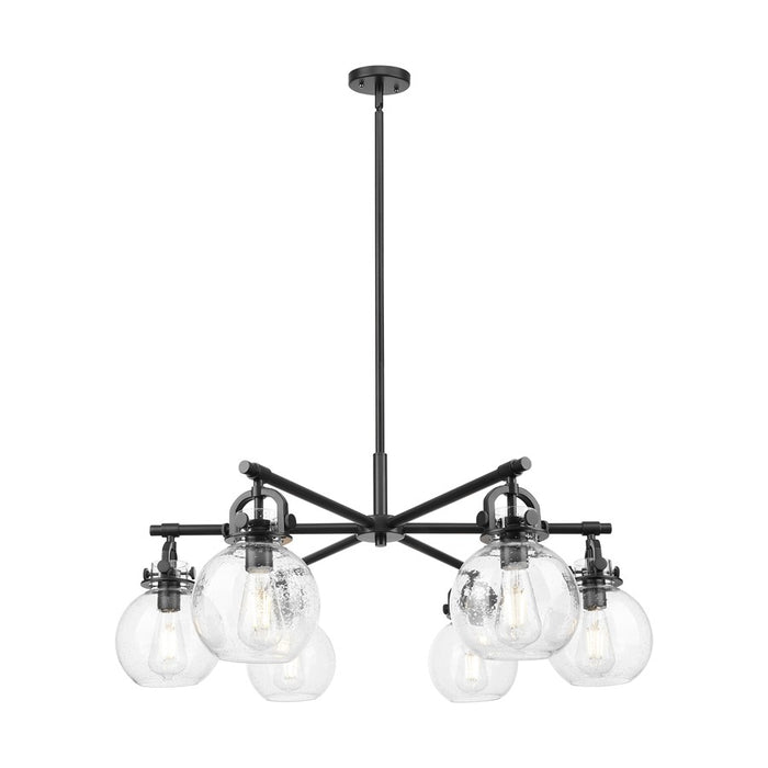 Innovations NS 6Lt 26" Stem Arched Chandelier, BK/Seed - 410-6CR-BK-G410-7SDY