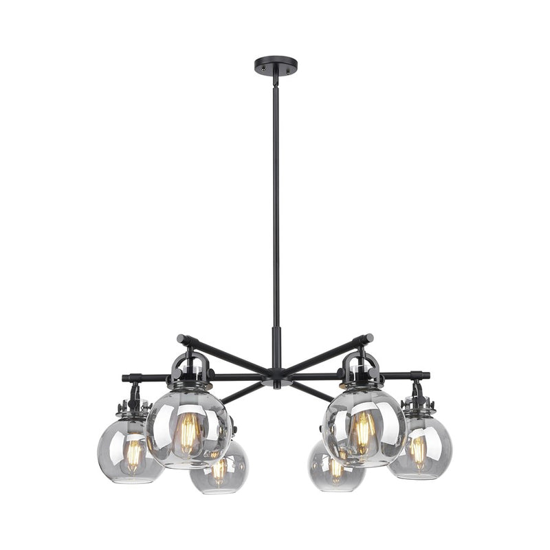 Innovations NS 6Lt 26" Stem Arch Chandelier, BK/SM - 410-6CR-BK-G410-7SM