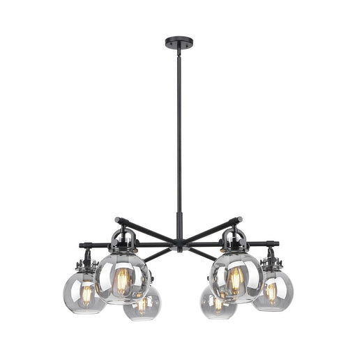 Innovations NS 6Lt 26" Stem Arch Chandelier, BK/SM - 410-6CR-BK-G410-7SM
