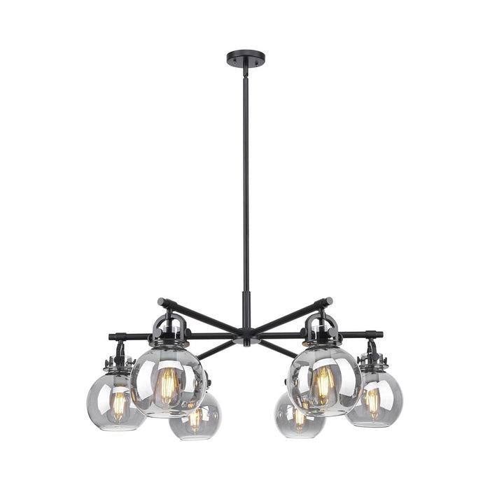 Innovations NS 6Lt 26" Stem Arch Chandelier, BK/SM - 410-6CR-BK-G410-7SM