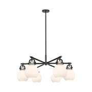 Innovations NS 6Lt 26" Stem Arch Chandelier, BK/WH - 410-6CR-BK-G410-7WH