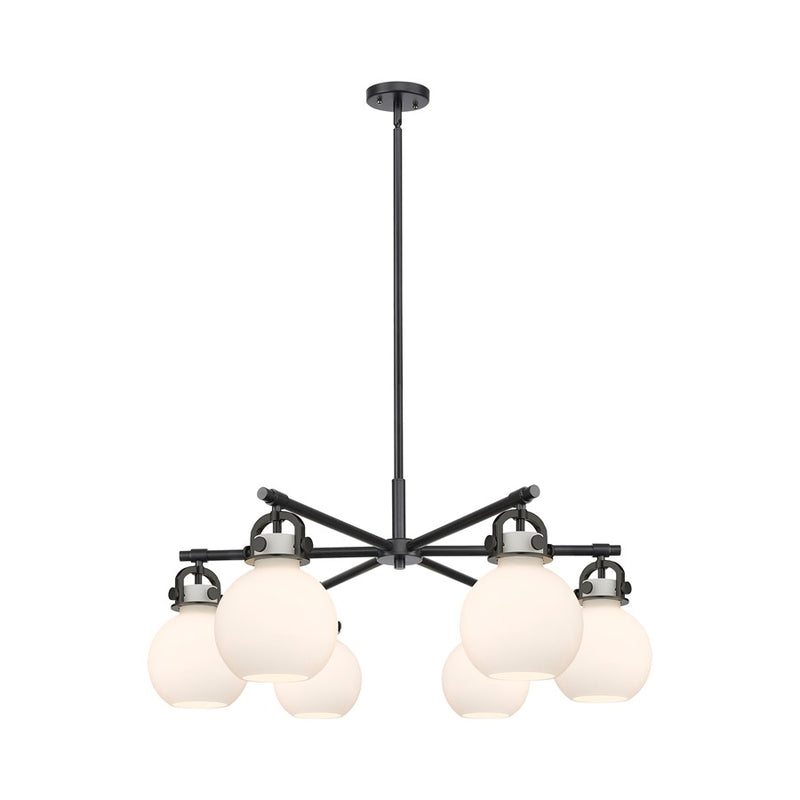 Innovations NS 6Lt 26" Stem Arch Chandelier, BK/WH - 410-6CR-BK-G410-7WH