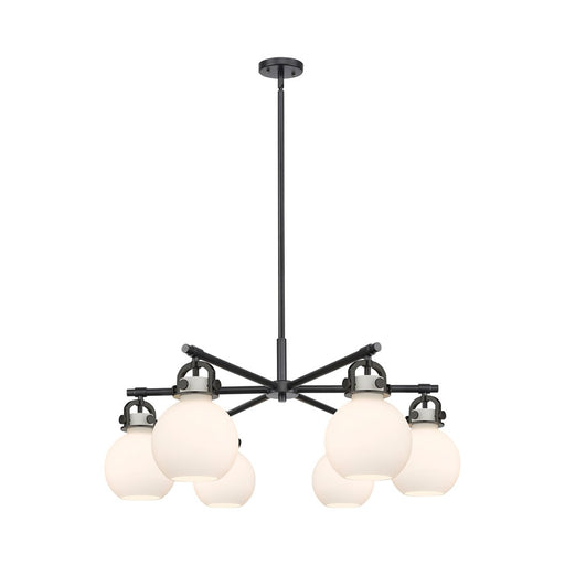 Innovations NS 6Lt 26" Stem Arch Chandelier, BK/WH - 410-6CR-BK-G410-7WH