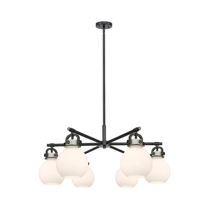 Innovations NS 6Lt 26" Stem Arch Chandelier, BK/WH - 410-6CR-BK-G410-7WH