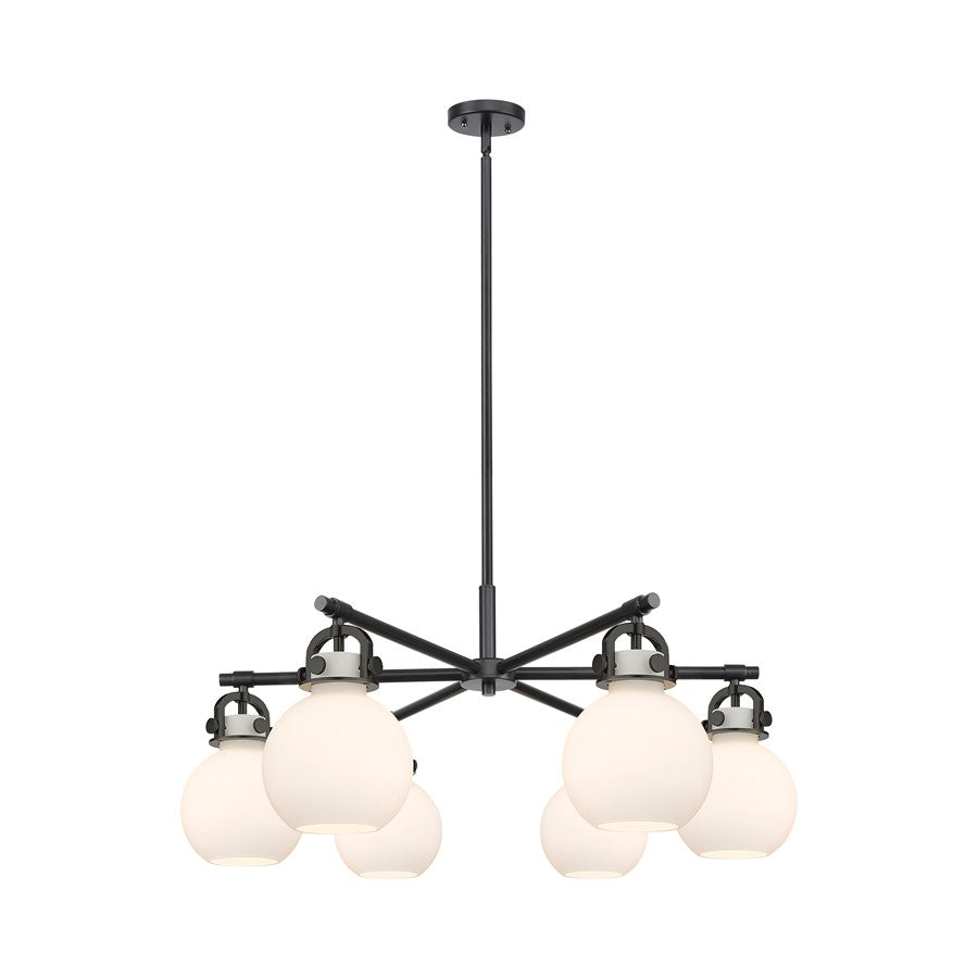 Innovations NS 6Lt 26" Stem Arch Chandelier, BK/WH - 410-6CR-BK-G410-7WH