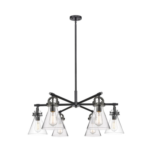 Innovations NC 6Lt 26" Stem Arched Chandelier, BK/CL - 410-6CR-BK-G411-7CL