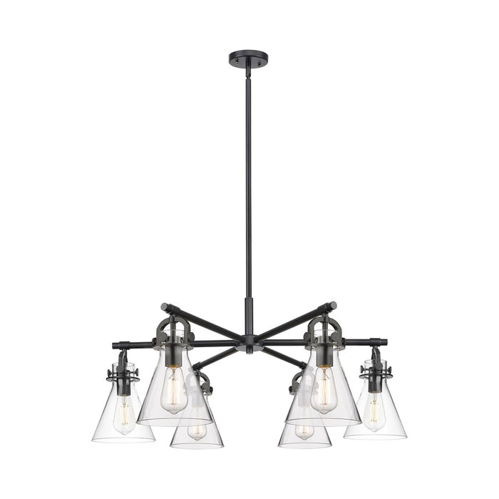 Innovations NC 6Lt 26" Stem Arched Chandelier, BK/CL - 410-6CR-BK-G411-7CL