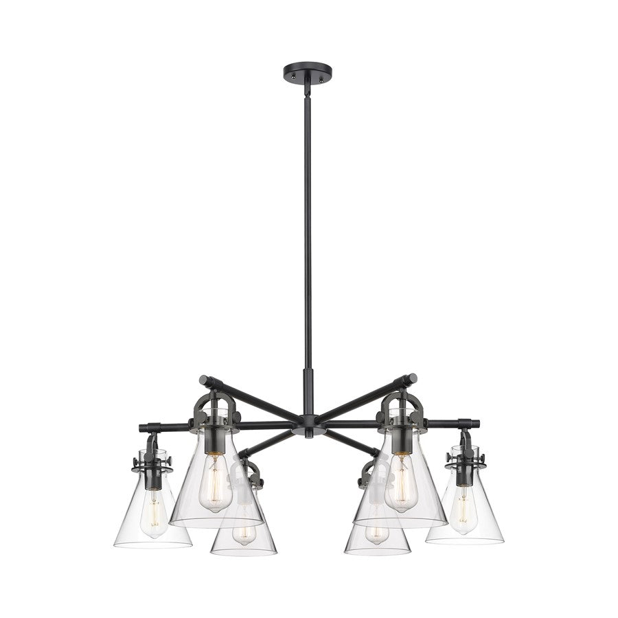 Innovations NC 6Lt 26" Stem Arched Chandelier, BK/CL - 410-6CR-BK-G411-7CL