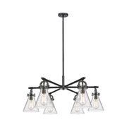 Innovations NC 6Lt 26" Stem Arched Chandelier, BK/Seed - 410-6CR-BK-G411-7SDY
