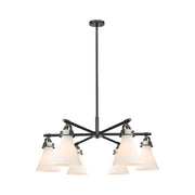 Innovations NC 6Lt 26" Stem Arch Chandelier, BK/WH - 410-6CR-BK-G411-7WH