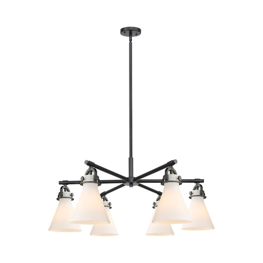Innovations NC 6Lt 26" Stem Arch Chandelier, BK/WH - 410-6CR-BK-G411-7WH