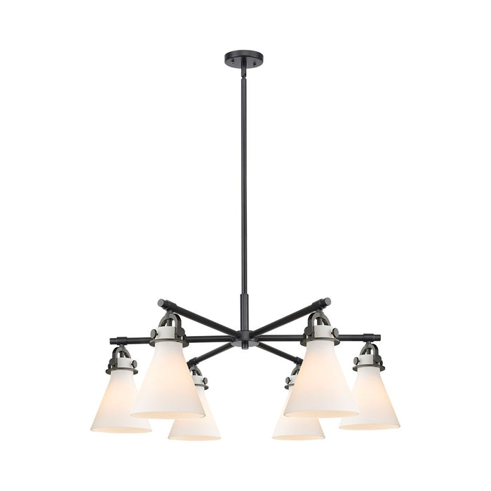 Innovations NC 6Lt 26" Stem Arch Chandelier, BK/WH - 410-6CR-BK-G411-7WH