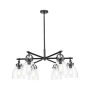 Innovations NB 6Lt 26" Stem Arched Chandelier, BK/CL - 410-6CR-BK-G412-7CL