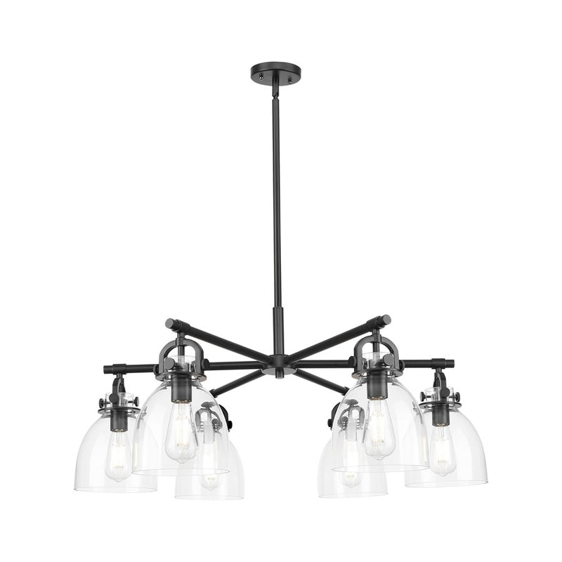 Innovations NB 6Lt 26" Stem Arched Chandelier, BK/CL - 410-6CR-BK-G412-7CL