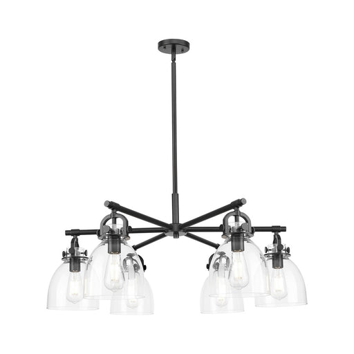 Innovations NB 6Lt 26" Stem Arched Chandelier, BK/CL - 410-6CR-BK-G412-7CL