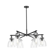 Innovations NB 6Lt 26" Stem Arch Chandelier, BK/SD - 410-6CR-BK-G412-7SDY
