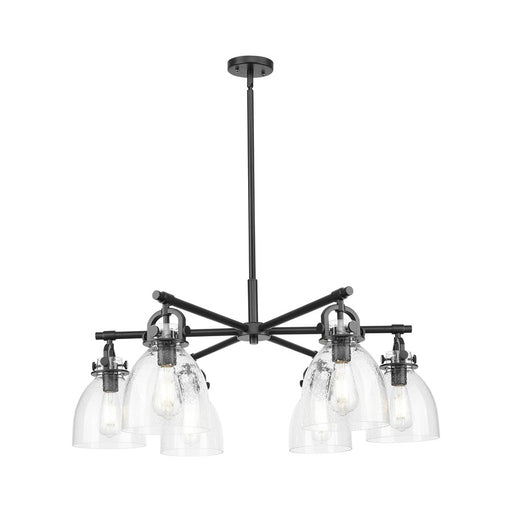 Innovations NB 6Lt 26" Stem Arch Chandelier, BK/SD - 410-6CR-BK-G412-7SDY