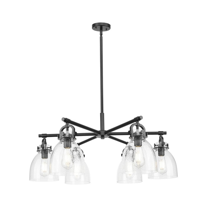 Innovations NB 6Lt 26" Stem Arch Chandelier, BK/SD - 410-6CR-BK-G412-7SDY