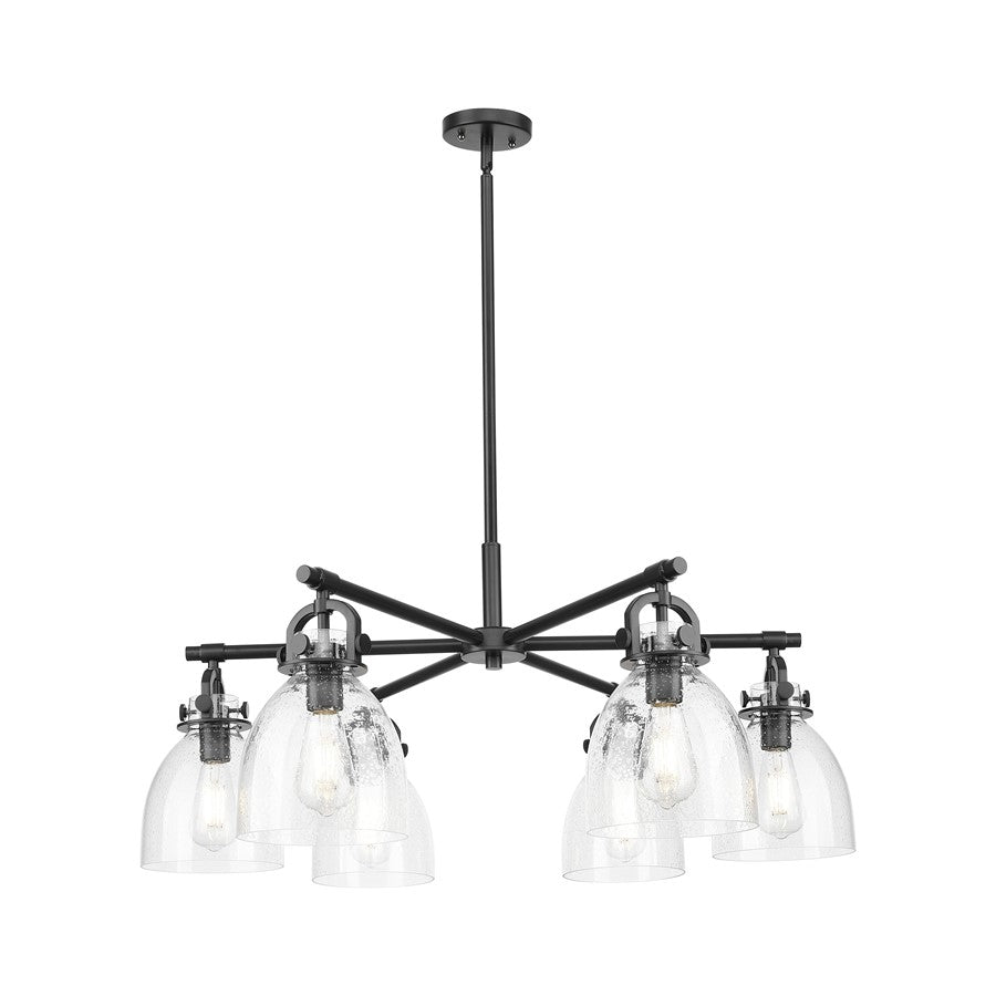 Innovations NB 6Lt 26" Stem Arch Chandelier, BK/SD - 410-6CR-BK-G412-7SDY