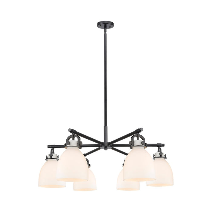 Innovations NB 6Lt 26" Stem Arched Chandelier, BK/WH - 410-6CR-BK-G412-7WH