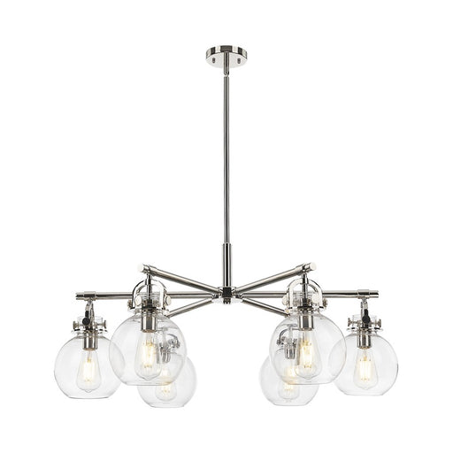 Innovations NS 6Lt 26" Stem Arch Chandelier, PN/CL - 410-6CR-PN-G410-7CL
