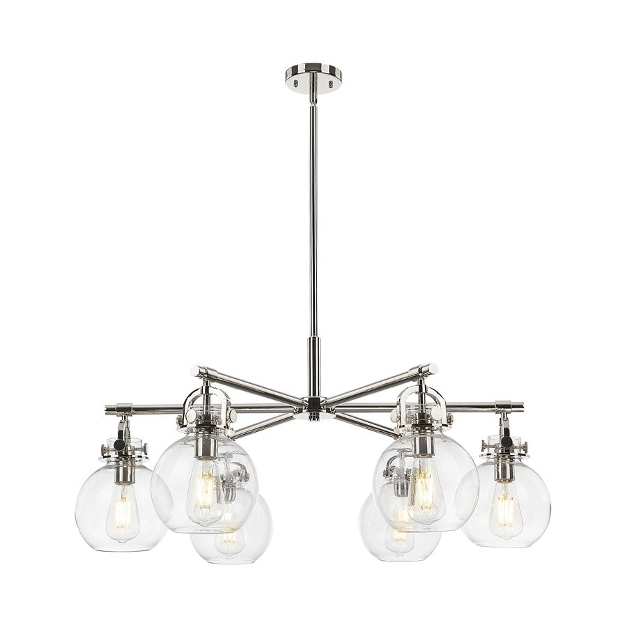 Innovations NS 6Lt 26" Stem Arch Chandelier, PN/CL - 410-6CR-PN-G410-7CL
