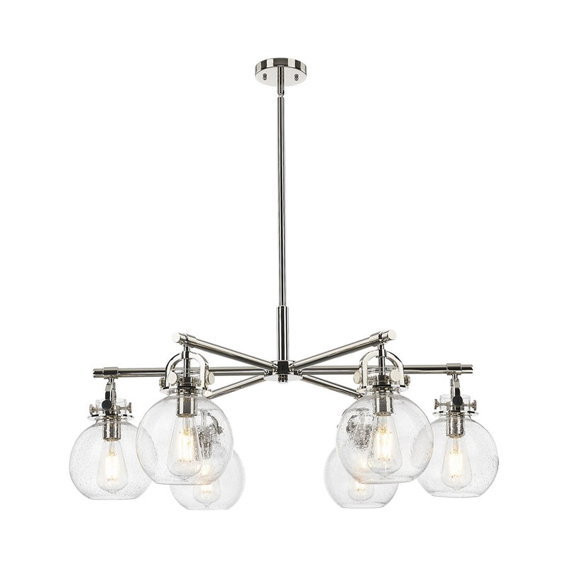 Innovations NS 6Lt 26" Stem Arched Chandelier, PN/Seed - 410-6CR-PN-G410-7SDY