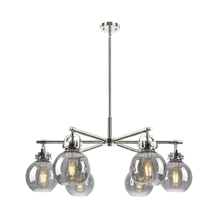 Innovations NS 6Lt 26" Stem Arch Chandelier, PN/SM - 410-6CR-PN-G410-7SM
