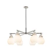 Innovations NS 6Lt 26" Stem Arch Chandelier, PN/WH - 410-6CR-PN-G410-7WH