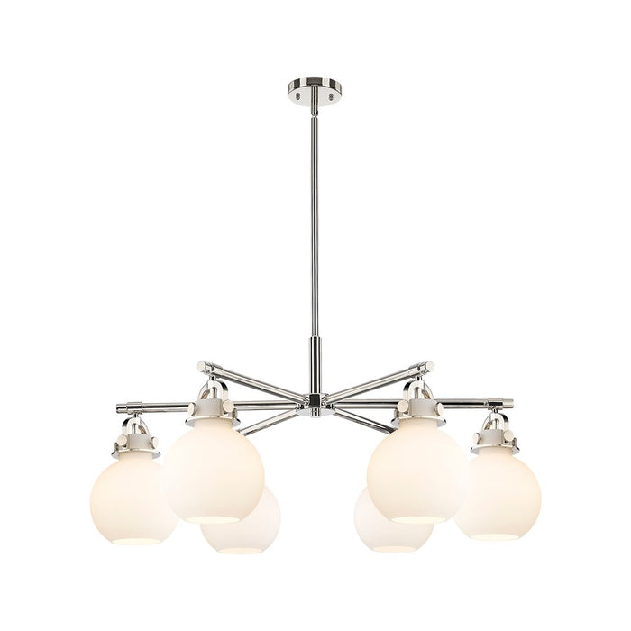 Innovations NS 6Lt 26" Stem Arch Chandelier, PN/WH - 410-6CR-PN-G410-7WH