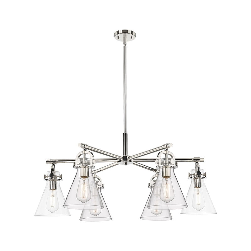 Innovations NC 6Lt 26" Stem Arched Chandelier, PN/CL - 410-6CR-PN-G411-7CL