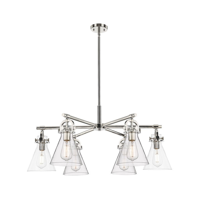 Innovations NC 6Lt 26" Stem Arched Chandelier, PN/CL - 410-6CR-PN-G411-7CL