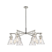 Innovations NC 6Lt 26" Stem Arch Chandelier, PN/SD - 410-6CR-PN-G411-7SDY