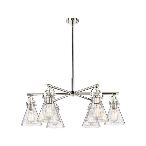 Innovations NC 6Lt 26" Stem Arch Chandelier, PN/SD - 410-6CR-PN-G411-7SDY