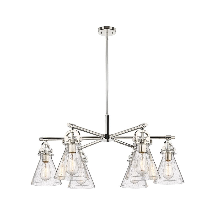 Innovations NC 6Lt 26" Stem Arch Chandelier, PN/SD - 410-6CR-PN-G411-7SDY
