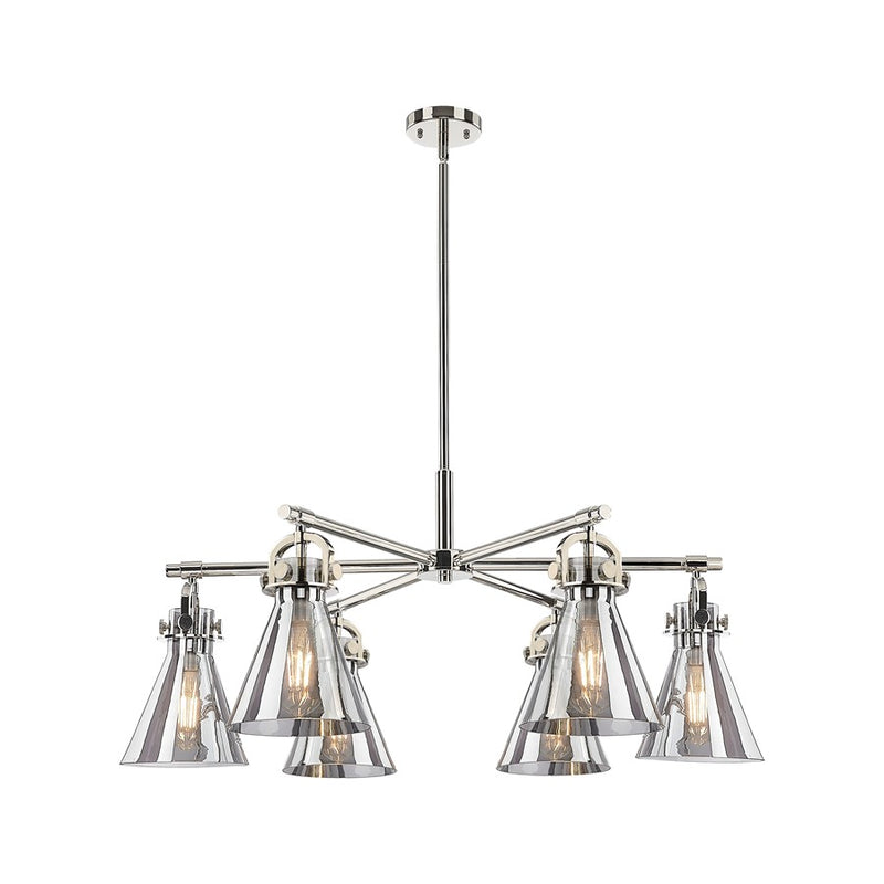 Innovations NC 6Lt 26" Stem Arched Chandelier, PN/SM - 410-6CR-PN-G411-7SM