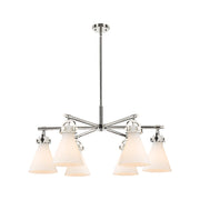 Innovations NC 6Lt 26" Stem Arched Chandelier, PN/WH - 410-6CR-PN-G411-7WH