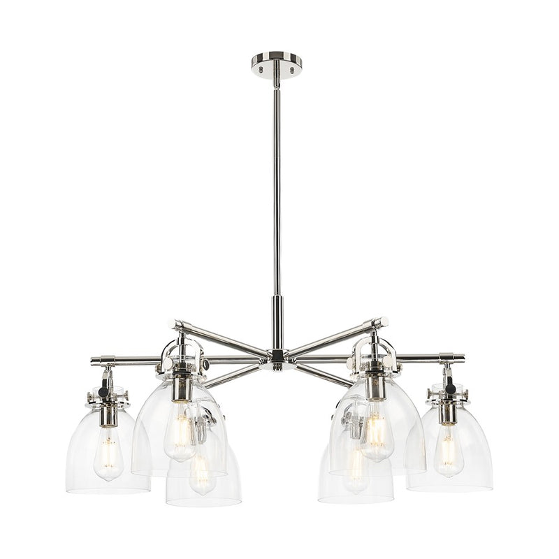 Innovations NB 6Lt 26" Stem Arch Chandelier, PN/CL - 410-6CR-PN-G412-7CL