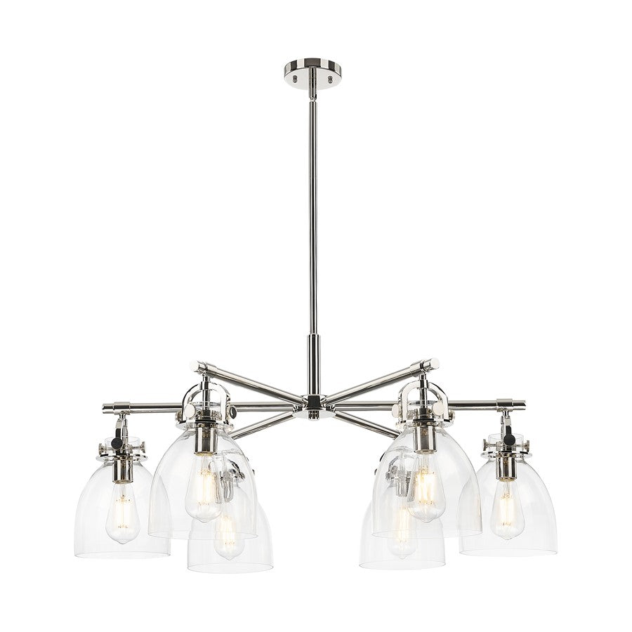 Innovations NB 6Lt 26" Stem Arch Chandelier, PN/CL - 410-6CR-PN-G412-7CL