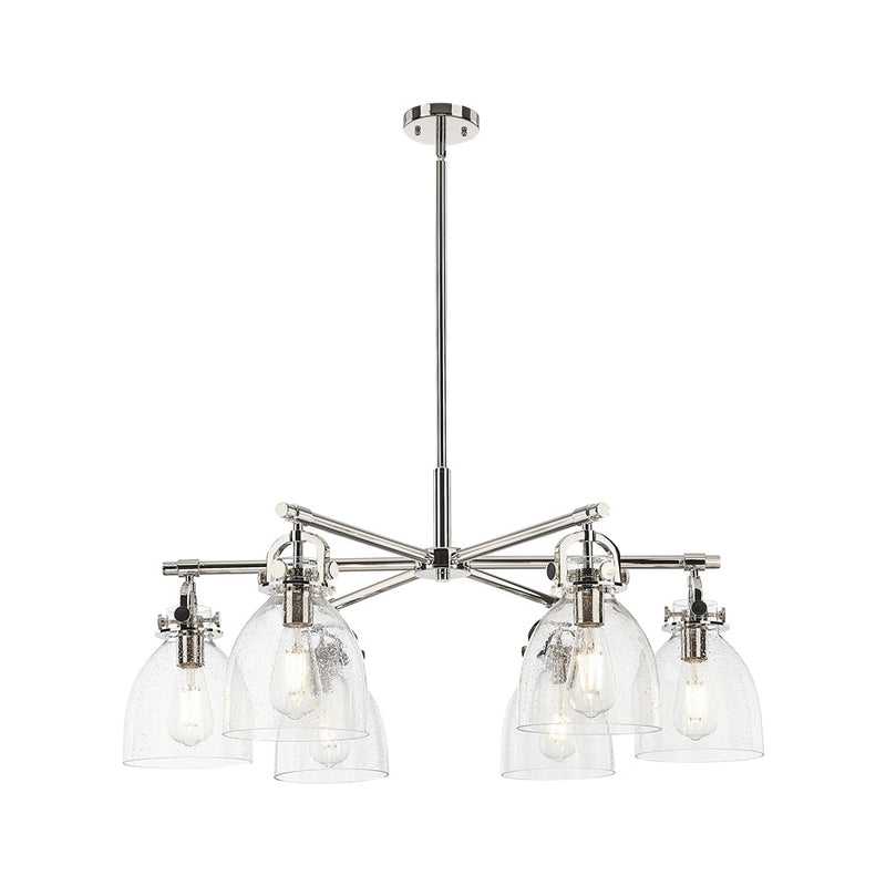 Innovations NB 6Lt 26" Stem Arched Chandelier, PN/Seed - 410-6CR-PN-G412-7SDY