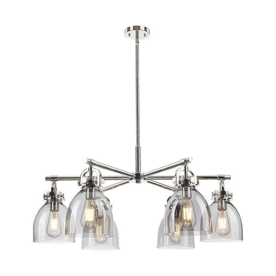 Innovations NB 6Lt 26" Stem Arch Chandelier, PN/SM - 410-6CR-PN-G412-7SM