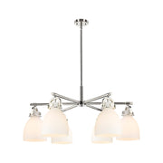 Innovations NB 6Lt 26" Stem Arch Chandelier, PN/WH - 410-6CR-PN-G412-7WH