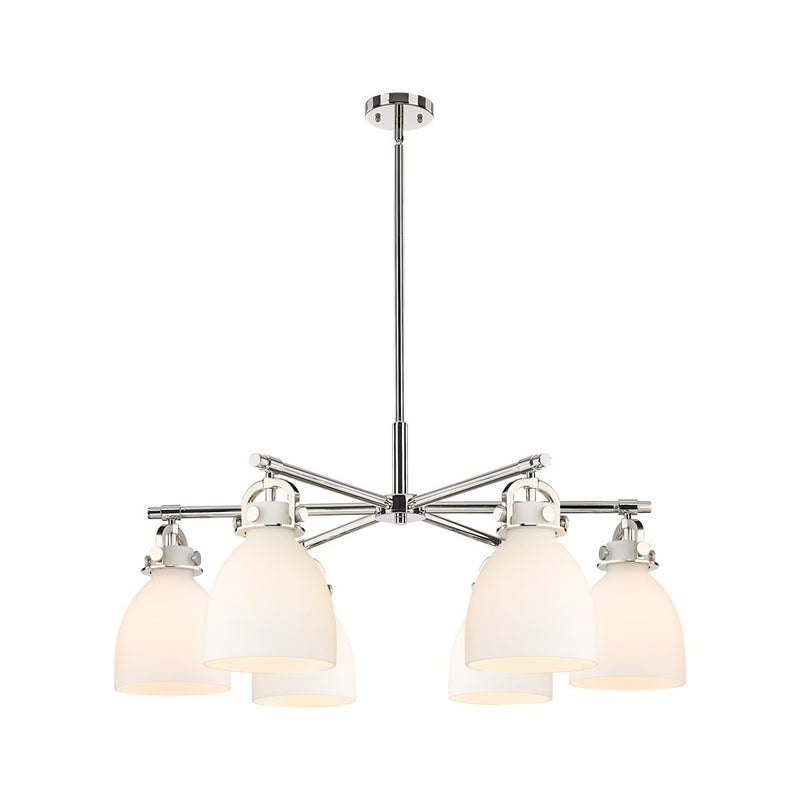 Innovations NB 6Lt 26" Stem Arch Chandelier, PN/WH - 410-6CR-PN-G412-7WH