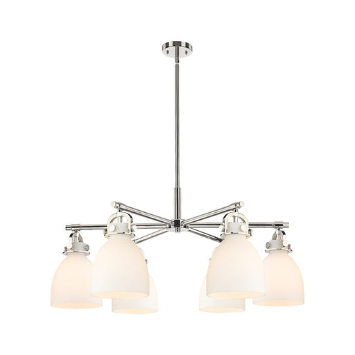 Innovations NB 6Lt 26" Stem Arch Chandelier, PN/WH - 410-6CR-PN-G412-7WH