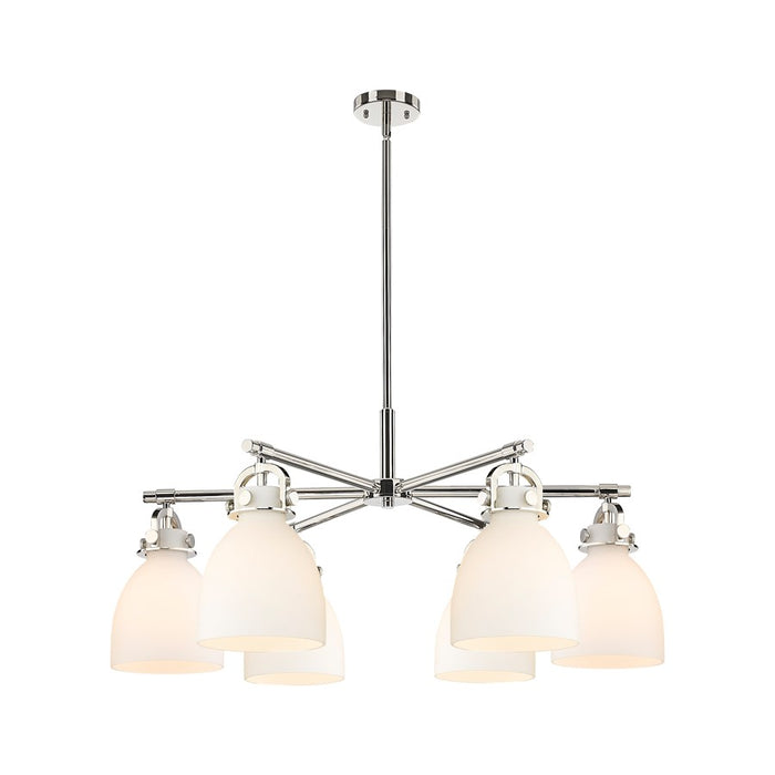 Innovations NB 6Lt 26" Stem Arch Chandelier, PN/WH - 410-6CR-PN-G412-7WH