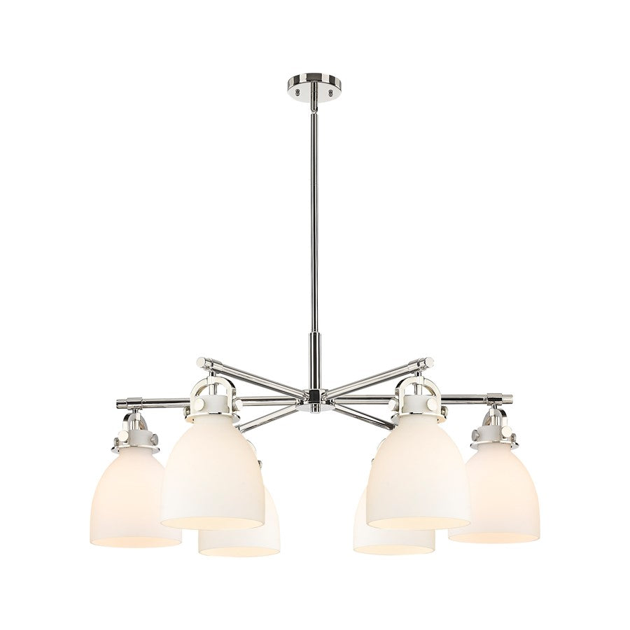 Innovations NB 6Lt 26" Stem Arch Chandelier, PN/WH - 410-6CR-PN-G412-7WH