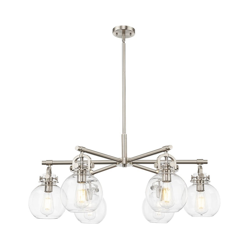 Innovations NS 6Lt 26" Stem Arched Chandelier, SN/CL - 410-6CR-SN-G410-7CL
